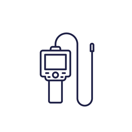 endoscope line icon, inspection camera vectorのイラスト素材