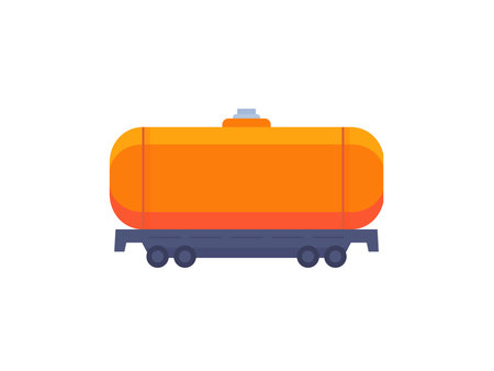 tank wagon icon on white, train tanker flat vectorのイラスト素材