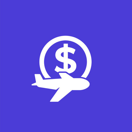 Flight cost icon with airplaneのイラスト素材