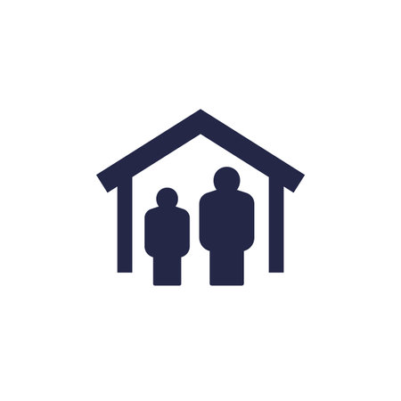 shelter icon with house and peopleのイラスト素材