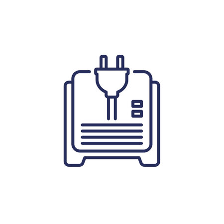 home battery, backup system line icon on whiteのイラスト素材