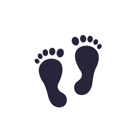 footprint icon, human foot prints on whiteのイラスト素材