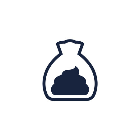dog poop in a bag icon on whiteのイラスト素材