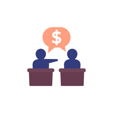 money discussion icon, budget debate flat vectorのイラスト素材