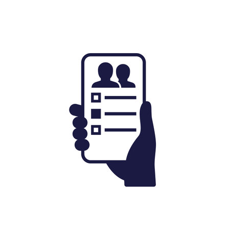 guest list app icon with phone in handのイラスト素材