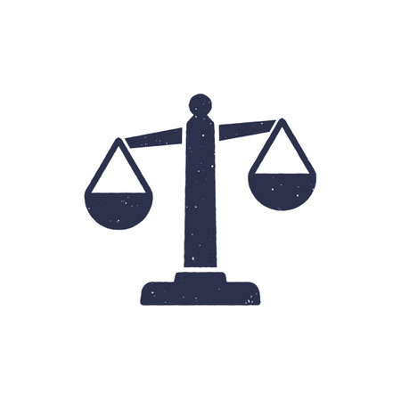 Ethics, scales icon on white with grunge textureのイラスト素材