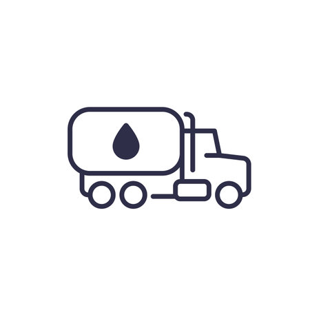 Fuel truck icon, gasoline tanker on whiteのイラスト素材