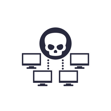 Botnet icon, malware in computer networkのイラスト素材