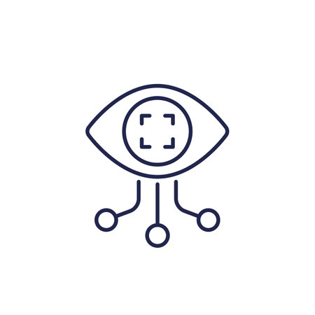 Computer vision line icon on whiteのイラスト素材