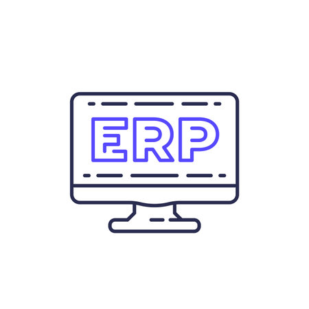 ERP software icon, enterprise resource planningのイラスト素材