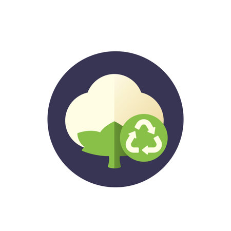 recycled cotton icon, flat vectorのイラスト素材