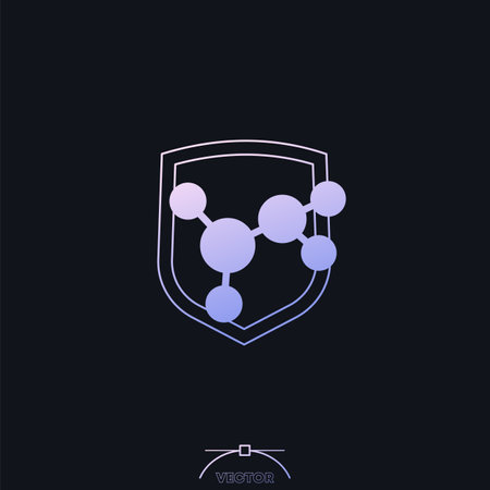 shield and molecule icon with gradientのイラスト素材