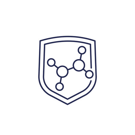 shield and molecule line iconのイラスト素材