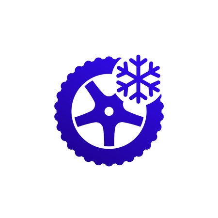 winter, snow tires icon on whiteのイラスト素材