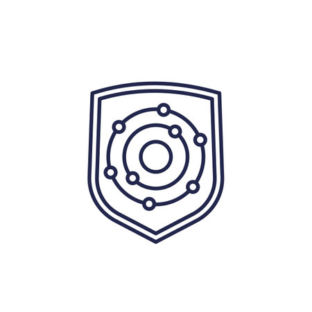 antioxidant icon with a shield, line vectorのイラスト素材
