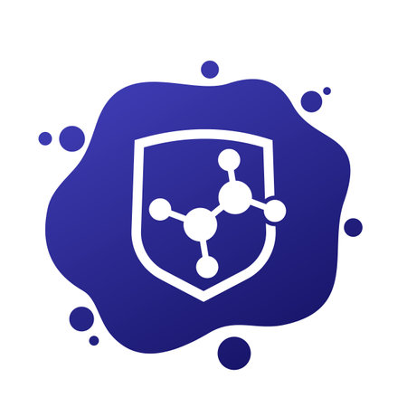 shield and molecule icon, vectorのイラスト素材