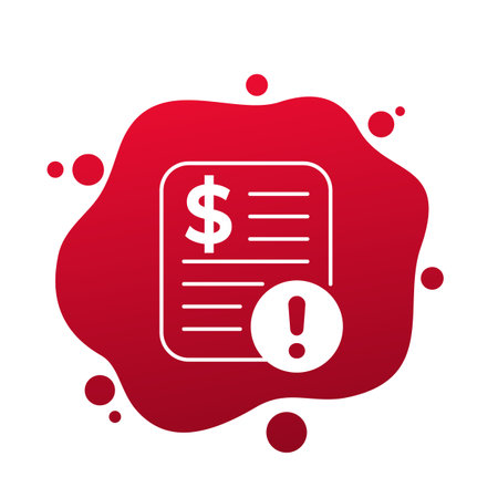 Invoice payment error, unpaid bill vector iconのイラスト素材