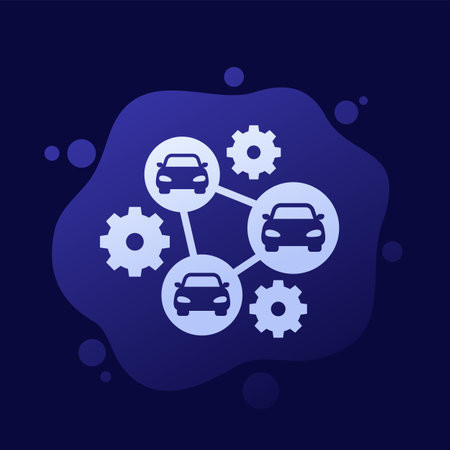 fleet management vector icon with carsのイラスト素材