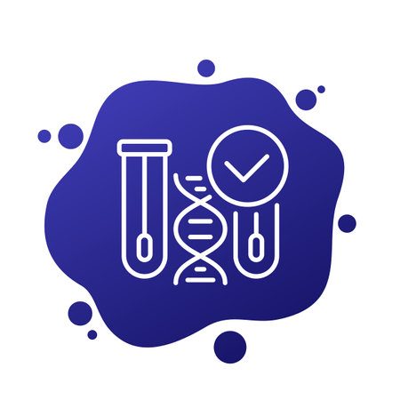 dna swab tests icon with a check mark, line vectorのイラスト素材