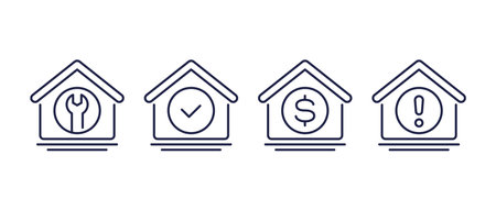 house maintenance line icons on whiteのイラスト素材