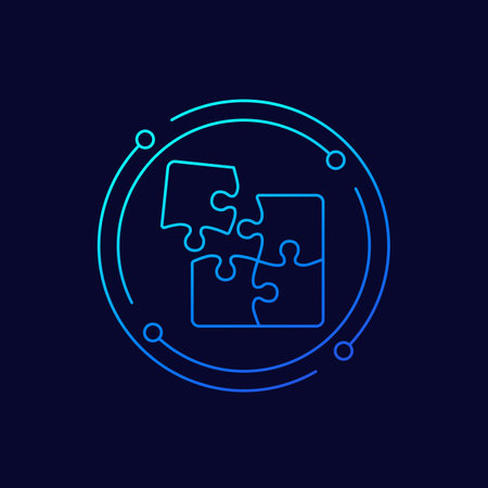 puzzle pieces icon, linear designのイラスト素材