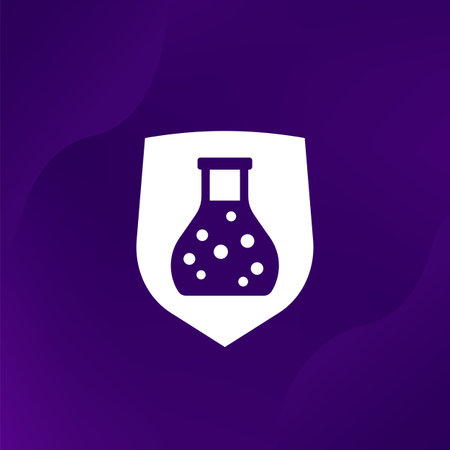 chemical resistant icon with a shield, vectorのイラスト素材