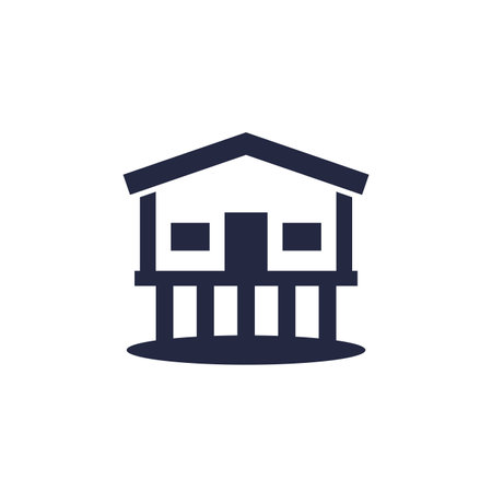 Stilt house icon, a cabin on stilts vectorのイラスト素材