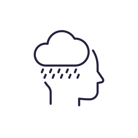 bad mood line icon with rain cloudのイラスト素材