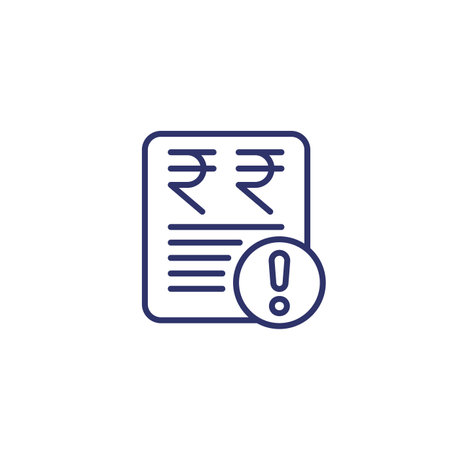 Invoice payment error line icon on whiteのイラスト素材