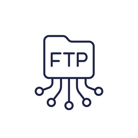 FTP line icon with file folderのイラスト素材