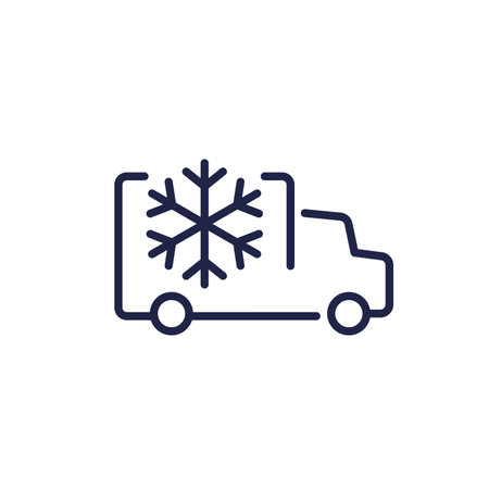 refrigerated truck icon, fridge van line vectorのイラスト素材
