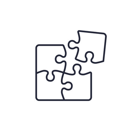 puzzle pieces line icon on whiteのイラスト素材