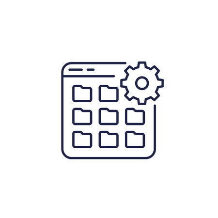 file management line icon with foldersのイラスト素材