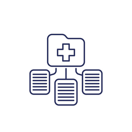medical documents, patient files line iconのイラスト素材