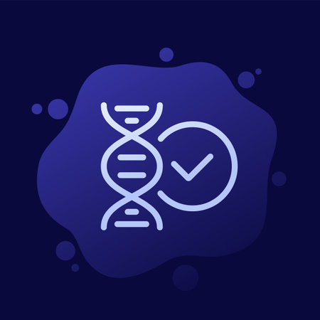 dna icon with a check mark, line vectorのイラスト素材