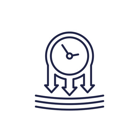 pressure or impact line icon with a clockのイラスト素材