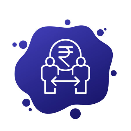 rupee and people line icon, vectorのイラスト素材