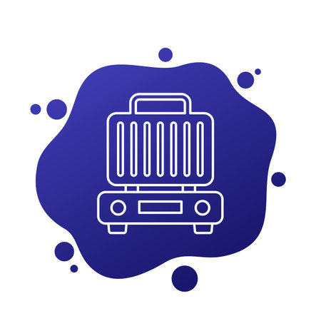 electric grill icon, line vectorのイラスト素材