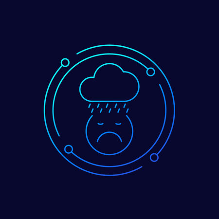 bad mood icon, linear designのイラスト素材