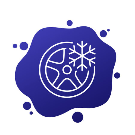 winter snow tire line icon, vectorのイラスト素材