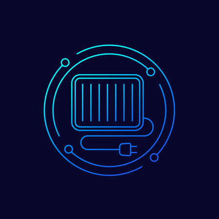 electric grill icon in linear designのイラスト素材