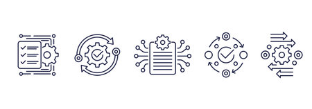 project management, operations line iconsのイラスト素材