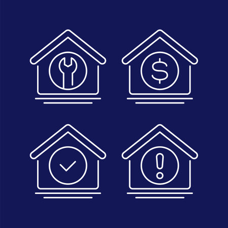 house maintenance icons, line vectorのイラスト素材