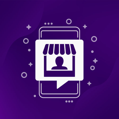 vendor or seller icon with a smart phoneのイラスト素材
