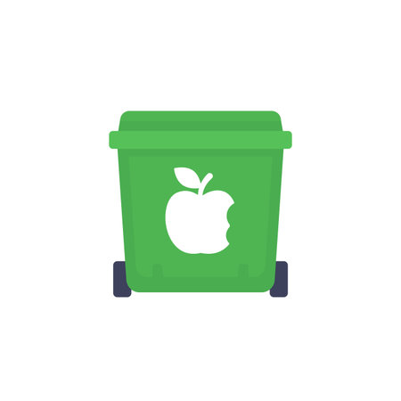 food waste icon, green trash container vectorのイラスト素材