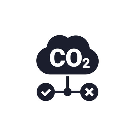 carbon management icon, reducing co2 gas emissionのイラスト素材