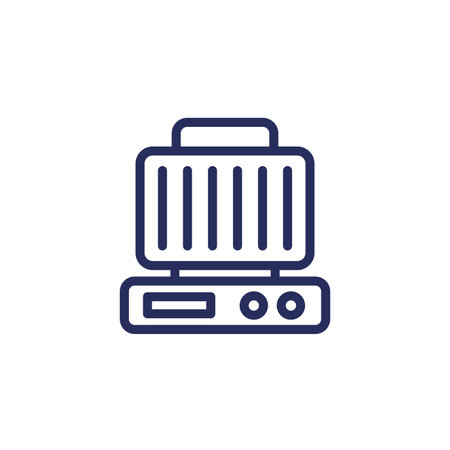 electric grill line icon on whiteのイラスト素材