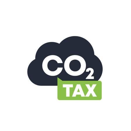 carbon tax icon, co2 gas emission taxingのイラスト素材