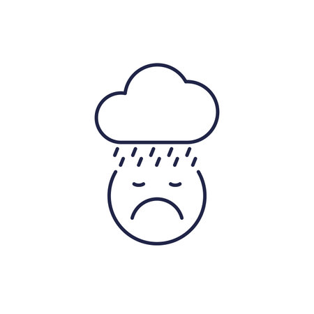 bad mood line icon with a cloudのイラスト素材