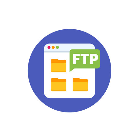 FTP icon with file folders, flat designのイラスト素材